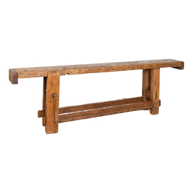 19th Century Rustic Carpenter's Workbench Console Table From France For Sale