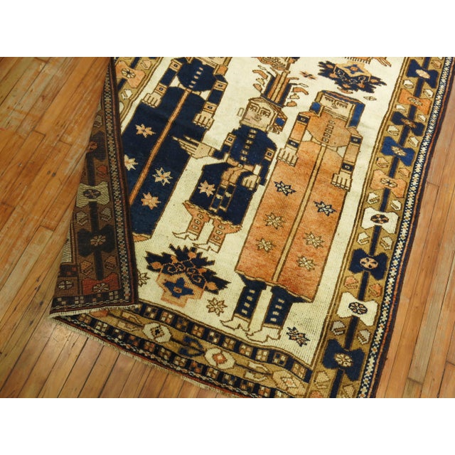Ivory Vintage Zabihi Collection Persian Pictorial Balouch Gallery Rug - 4'8" x 11'1" For Sale - Image 8 of 11