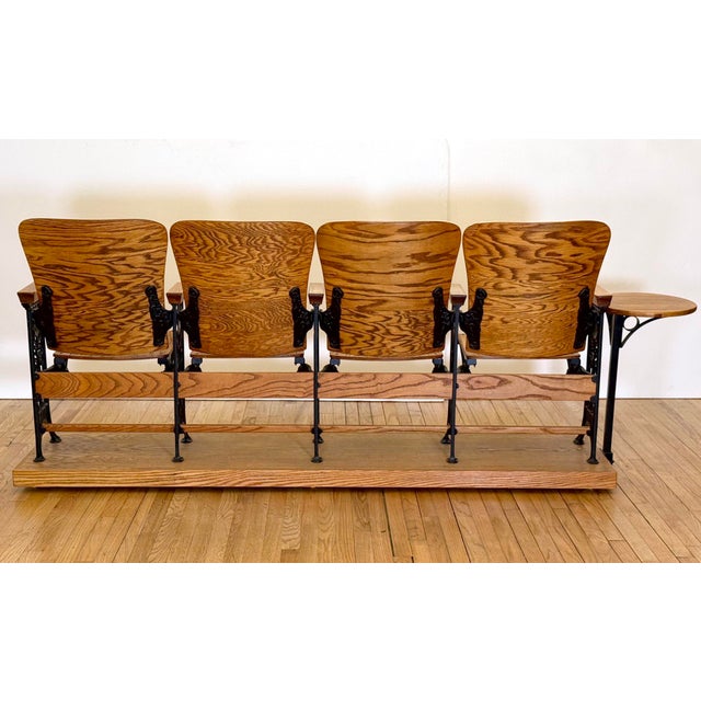Late 19th Century Restored Oak Auditorium Seat Unit For Sale - Image 13 of 16