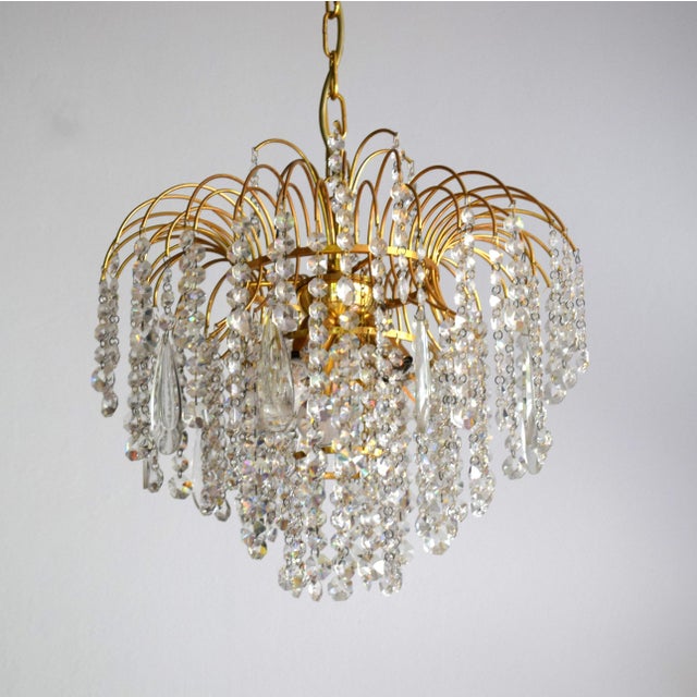 Hollywood Regency Crystal Waterfall Chandelier from Swarovski, 1980s For Sale - Image 4 of 10