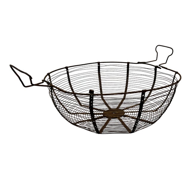 Vintage Metal Gathering Basket For Sale