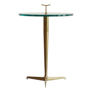 Italian Brass & Glass Side Table in the Style of Gio Ponti For Sale