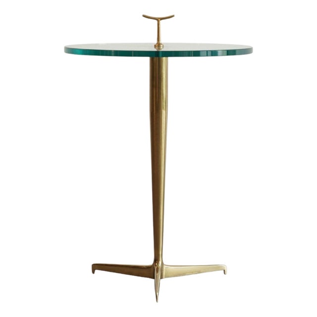 Italian Brass & Glass Side Table in the Style of Gio Ponti For Sale