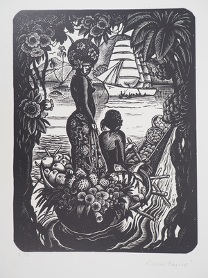 Pierre Falke, Memories of Oceania, 1925, Original Wood Engraving