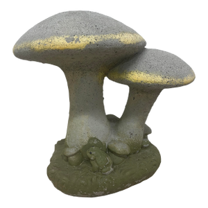 Vintage English Cottage Style Cast Stone Double Mushroom Garden Statue