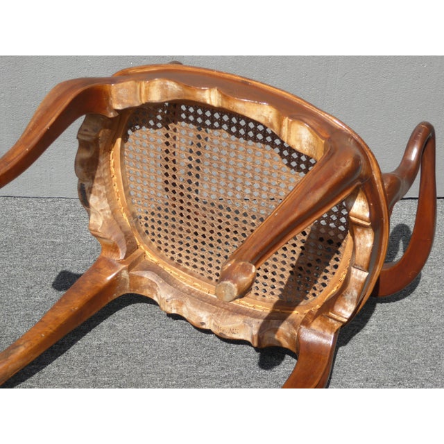 Vintage Oriental Asian Chippendale Wood & Cane Seat Accent Chair ~ French For Sale - Image 11 of 12