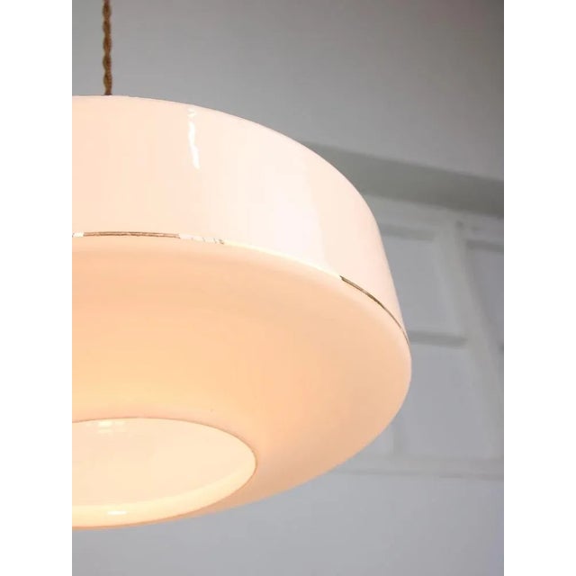 Mid-Century Italian White Glass & Brass Pendant Lamp For Sale - Image 10 of 13