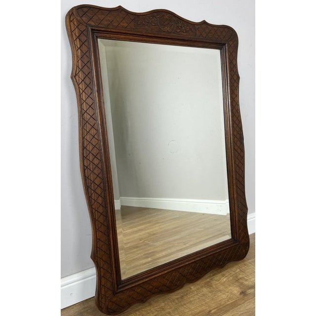 Antique French Louis Oak Wall Mirror and Console Table, Set of 2 For Sale - Image 12 of 18