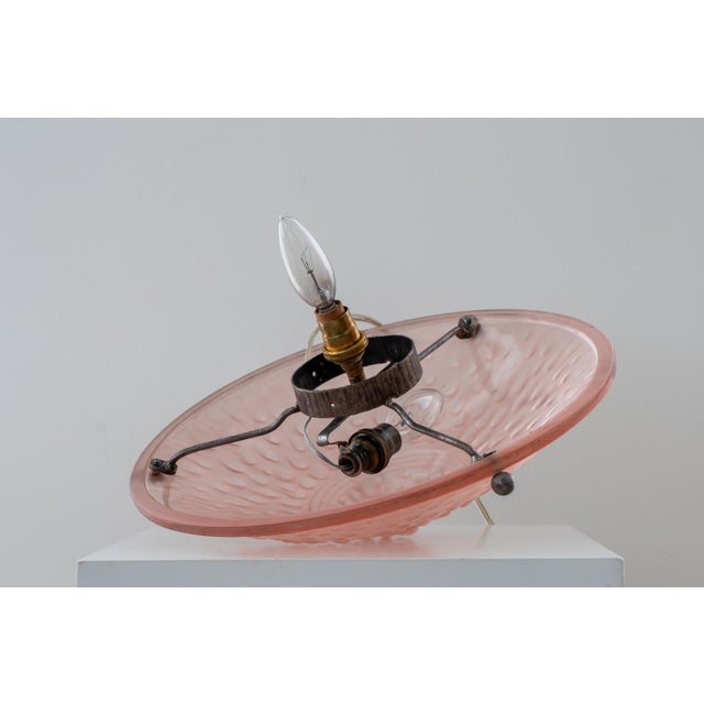 Muller Frères Muller Freres Large French Art Deco Pink Glass Table Lamp - 1930s For Sale - Image 4 of 4