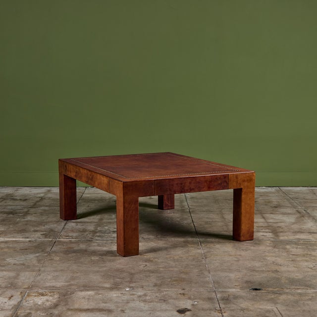 Metal Jeff Knight Leather Coffee Table For Sale - Image 7 of 18