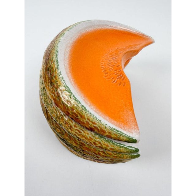 Mid-Century Italian Hand-Painted Majolica Melon Slice Serving Plates, 1960s, Set of 6 For Sale - Image 15 of 18