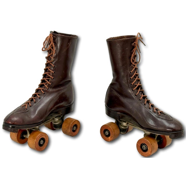 Original Pair of Authentic Vintage Mid 1900s American Women's Roller Skates - for Decoration For Sale - Image 4 of 12