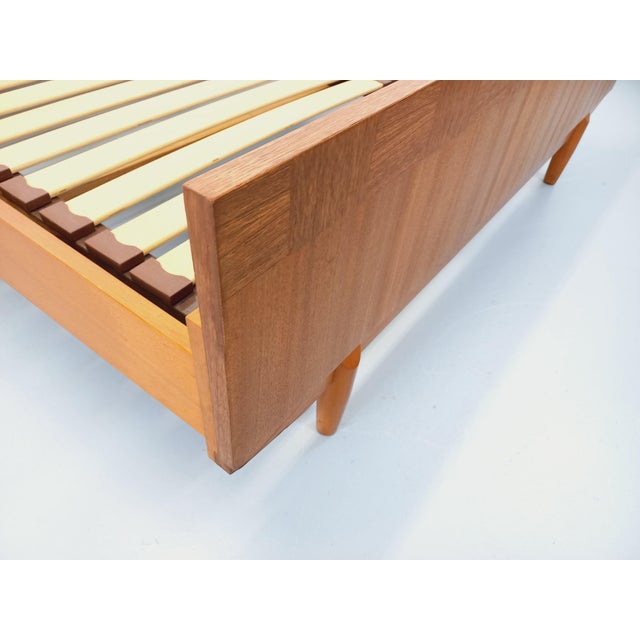 Vintage Scandinavian Teak Double Bed with Integrated Bedside Tables and Slatted Base, 1960s For Sale - Image 15 of 18