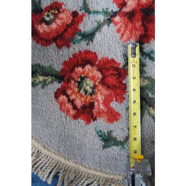 White Karastan Decorette Poppy Moderne Floral Oval Area Rug Mat 45" For Sale - Image 8 of 12