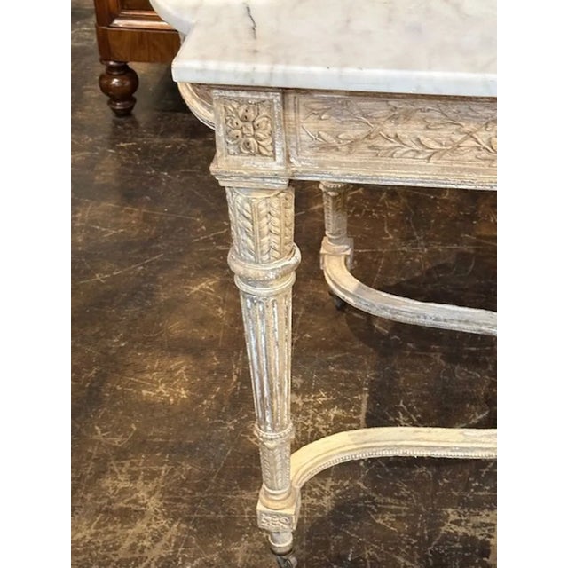 19th Century Louis XVI Carved and Bleached Center Table For Sale - Image 4 of 9