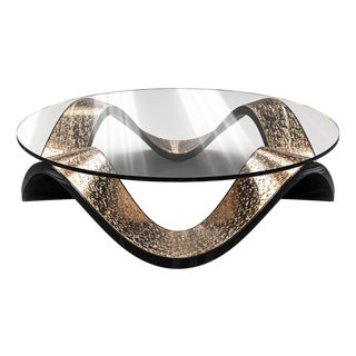 "Amendola" Coffee Table, Stainless Steel and Special Textured Bronze For Sale