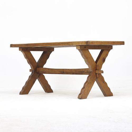 Antique Brutalist Rustic Dining Table in Oak For Sale - Image 6 of 13