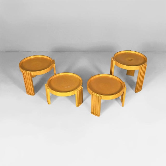 Italian space-age coffee tables by gianfranco frattini for cassina, 1960s set of four modular stackable coffee tables...