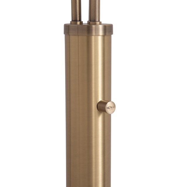 1960s Nova of California Moraga 3 Light Arc Floor Lamp, Bone Porcelain, Weathered Brass & Walnut, 4-Way Rotary Switch, Marble Base For Sale - Image 10 of 11