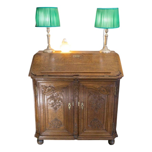 Napoleon III Sideboard with Sloping Desk in Carved Oak, 19th Century For Sale