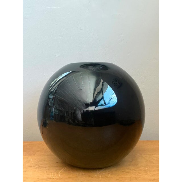 Vintage Black Ceramic Sphere Vase For Sale - Image 14 of 18