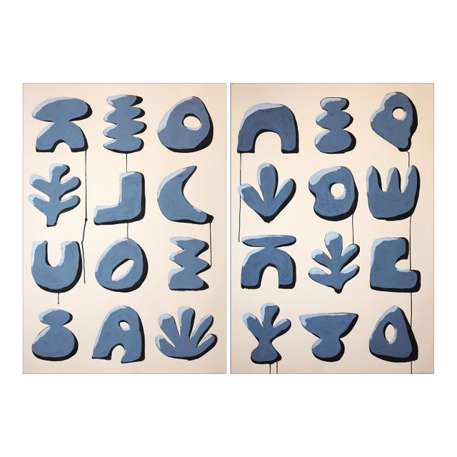 2026, Contemporary Glyph of Paleo Tools, Acrylic Paint on Watercolor Paper, Modern Icons - Set of 2 For Sale