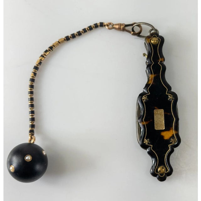 19th Century Victorian Fine Lorgnette Glasses With Gold Inlay and Enamel Watch Fob For Sale - Image 9 of 9