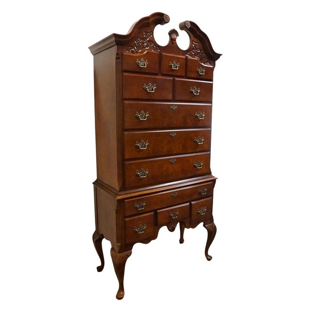 Traditional Stanley Furniture American Heritage Collection Mahogany Traditional Style 41" Pediment Highboy Chest 172-13-113 / 172-13-114 For Sale - Image 3 of 12