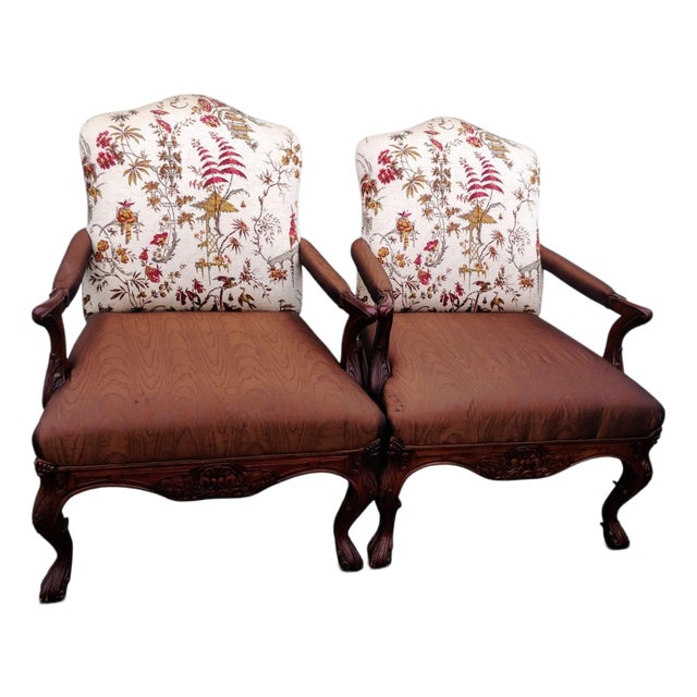 Timeless Elegance: Pair of Rare Vintage Lillian August Statement Armchairs For Sale