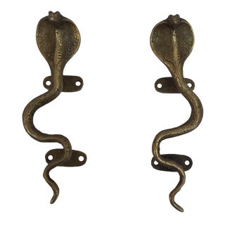 Brass Cobra Door Handles - Pair For Sale
