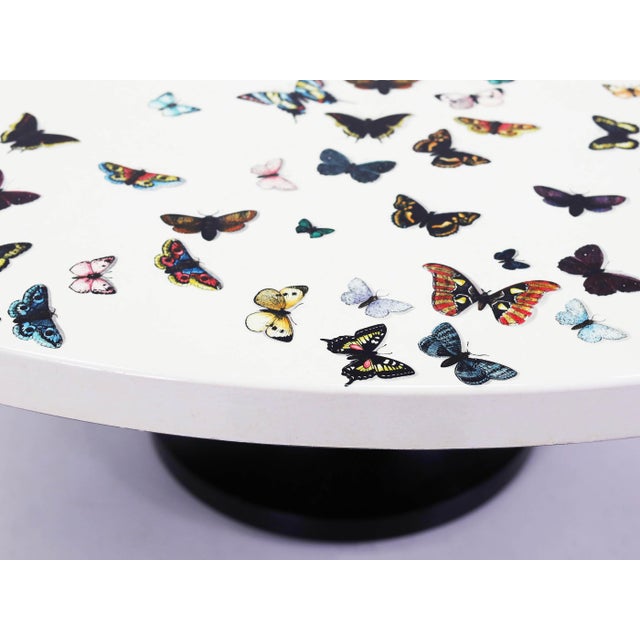Black Large Round Butterfly Dining Table by Piero Fornasetti, Italy, 1960s For Sale - Image 8 of 12