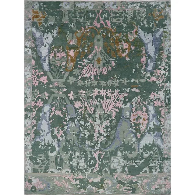 1990s Modern Ikat Green/Pink Area Rug Chairish