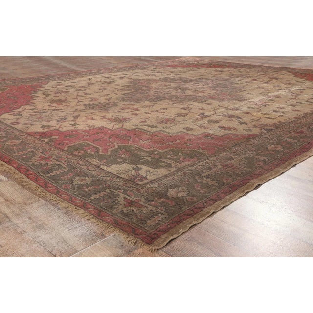 Textile Early 20th Century Antique Turkish Serapi Rug - 08'10 X 11'07 For Sale - Image 7 of 9