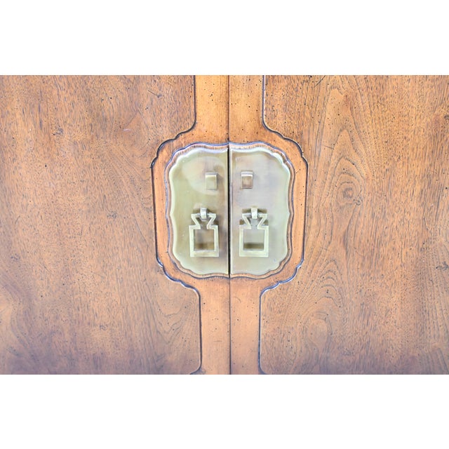 Henredon Hollywood Regency Chinoiserie Walnut Drop-Leaf Bar Cabinet Server For Sale - Image 14 of 17