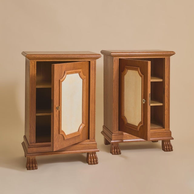 1940s French Cerused Oak Parchment Cabinet in the Style of Jean-Charles Moreux, 1940s For Sale - Image 5 of 11