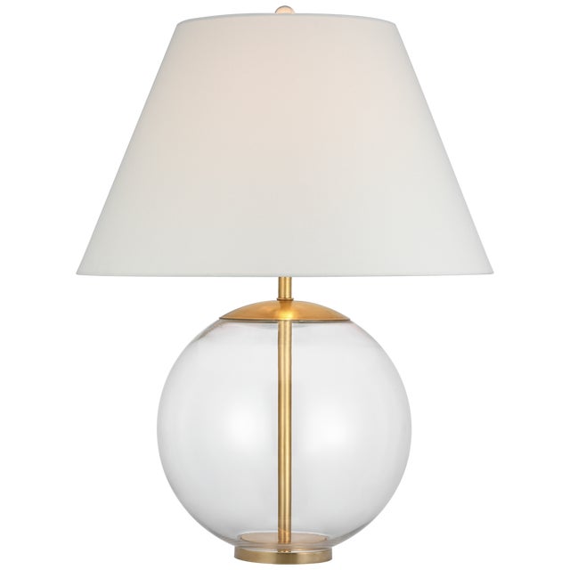 Modern AERIN by Visual Comfort Signature Morton Large Table Lamp in Clear Glass with Linen Shade For Sale - Image 3 of 3