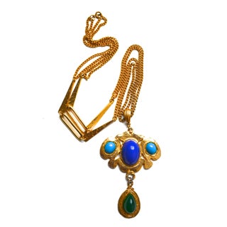 70s Blue Lucite Necklace For Sale