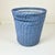 Mid-Century Boho Chic Coastal French Blue Wicker Wastebasket. For Sale - Image 9 of 11