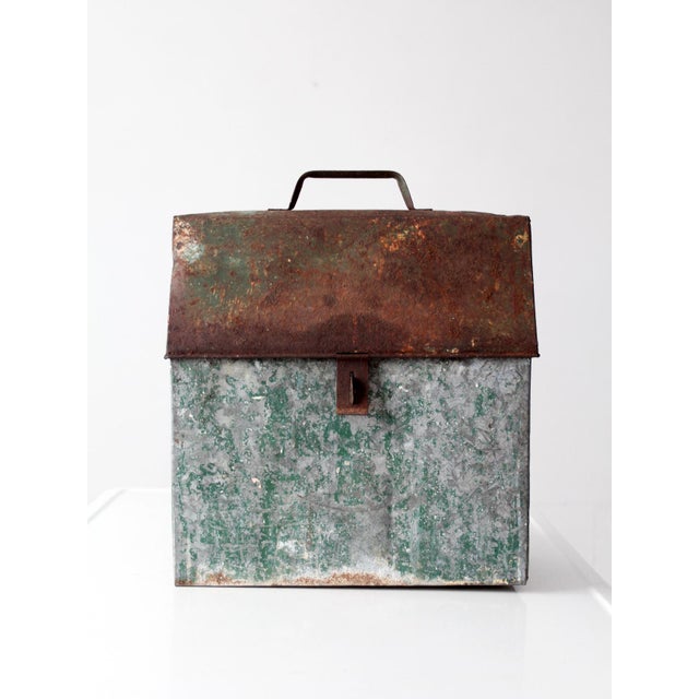 Mid-Century Green Galvanized Metal Toolbox For Sale - Image 16 of 16