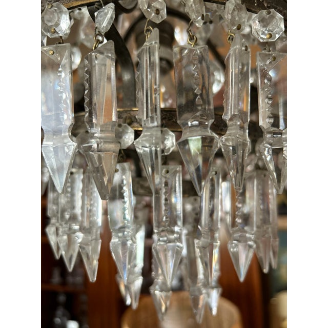 Gold Empire Chandelier with Crystal Drops For Sale - Image 8 of 8