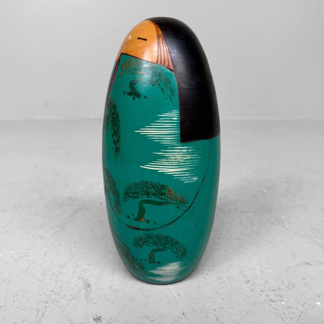 Black Vintage Japanese Sōsaku Kokeshi by Miyama Keiji, 1960s For Sale - Image 8 of 11