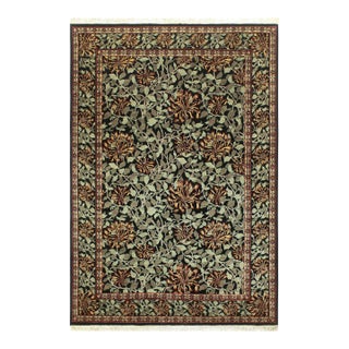 Boho Chic 1990's Pak-Persian Black/Green Wool Rug - 5'11'' X 9'0'' For Sale