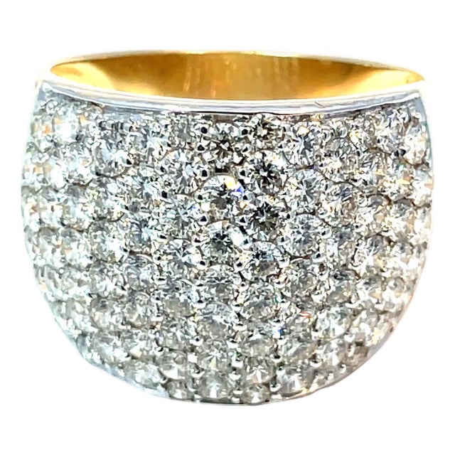 14k Yellow Gold 3.39 Carat Diamond Cluster Band Ring, Size 9.5 For Sale