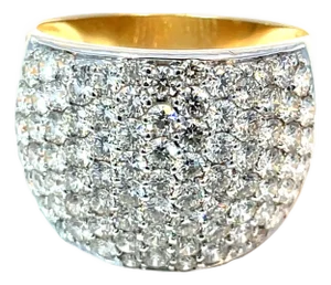 14k Yellow Gold 3.39 Carat Diamond Cluster Band Ring, Size 9.5