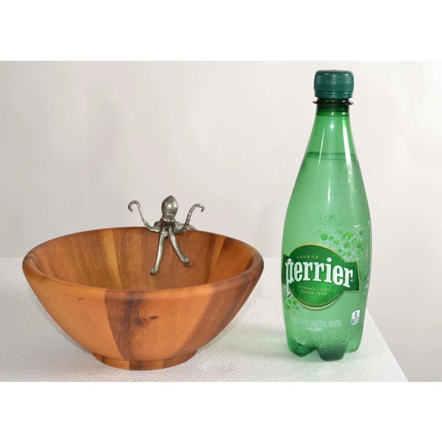 2000 - 2009 Vagabond House Acacia Wood Sea Life Octopus Salad Bowl For Sale - Image 5 of 9