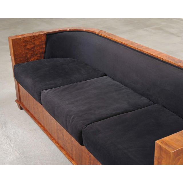 Leon Rosen Art Deco Style Burlwood Waterfall Sofa Settee For Sale - Image 11 of 18