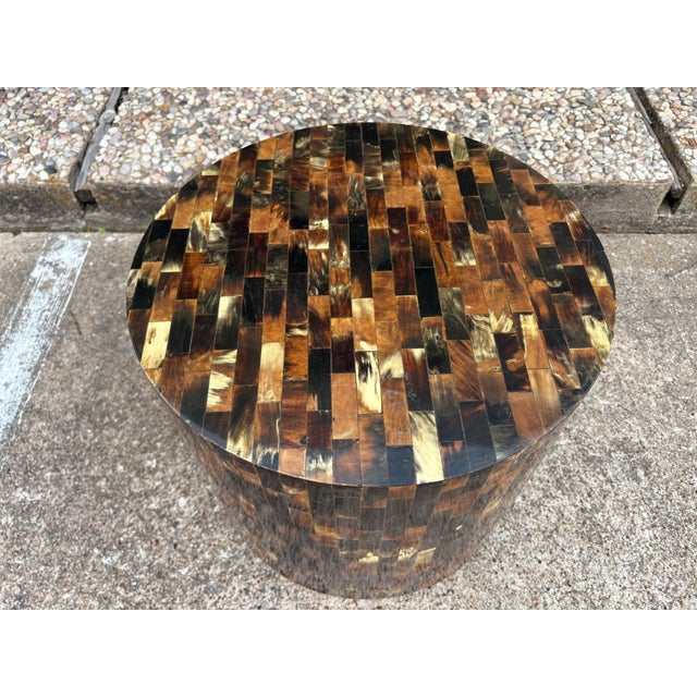 Bone 1980s Tessellated Horn Drum Table For Sale - Image 7 of 10