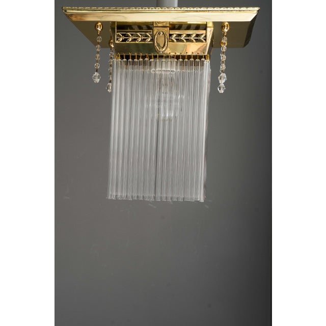Metal Art Deco Ceiling Lamp with Glass Sticks, Vienna, Austria, 1920s For Sale - Image 7 of 11
