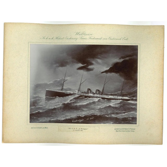 La Bretagne - 13 October 1893 - is a vintage black and white photo, part of a journey throughout the world performed by...