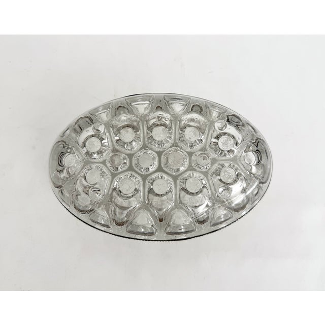 Metal Vintage English Blown Glass & Silver Oval Flower Frog Centerpiece For Sale - Image 7 of 9